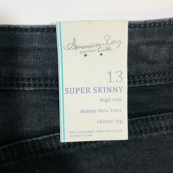 NWT American Rag Black Factory Whiskering Distressed Super Skinny Jeans size 13 - Picture 5 of 8